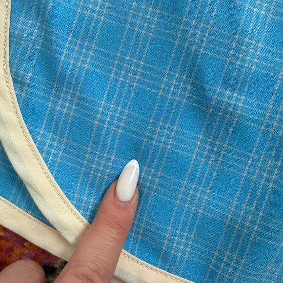 Urban Outfitters Picnic Dolphin Hem Blue Cream Plaid Tennis Mini Skirt - Picture 5 of 8